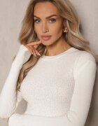 j&x Pulover Alb striat cu bumbac decorat cu cristale Romilea