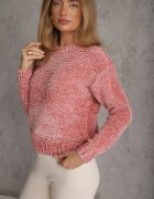 j&x Pulover Basic Oversize din tricot chenilă cu lână Mirietha Roz închis