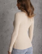 j&x Pulover Bej deschis cu bumbac din tricot reiat Reisaria