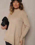 j&x Pulover Bej deschis Guler semi-înalt cu Bumbac și Buzunar în Față Emittes