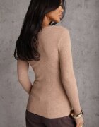 j&x Pulover Bej închis cu Bumbac din Tricot reiat Reisaria