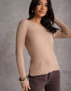 j&x Pulover Bej închis cu Bumbac din Tricot reiat Reisaria