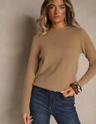 j&x Pulover Bej închis cu Lână cu Manșete striate Furrive