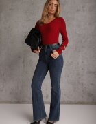 j&x Pulover Bordo din bumbac cu tricot reiat Reisaria