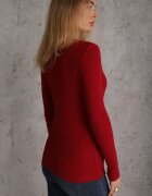 j&x Pulover Bordo din bumbac cu tricot reiat Reisaria