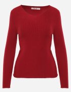 j&x Pulover Bordo din bumbac cu tricot reiat Reisaria