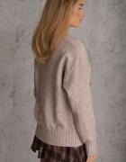 j&x Pulover casual cu lână și bumbac cu broderii de inimioare în față Veroni Bej