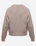 j&x Pulover casual cu lână și bumbac cu broderii de inimioare în față Veroni Bej