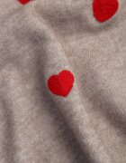 j&x Pulover casual cu lână și bumbac cu broderii de inimioare în față Veroni Bej