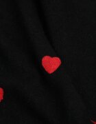 j&x Pulover casual cu lână și bumbac cu broderii de inimioare în față Veroni Negru