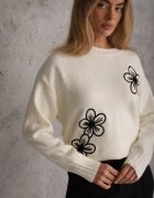 j&x Pulover clasic cu aplicație florală din fire Undinesse Bej deschis