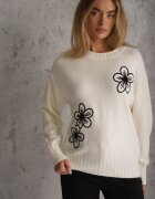 j&x Pulover clasic cu aplicație florală din fire Undinesse Bej deschis