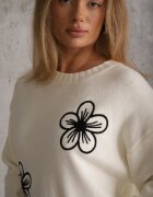 j&x Pulover clasic cu aplicație florală din fire Undinesse Bej deschis