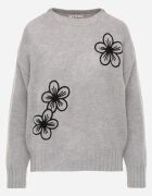 j&x Pulover clasic cu aplicație florală din fire Undinesse Gri