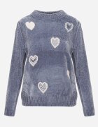 j&x Pulover cu bumbac și inimioare Veliko Albastru