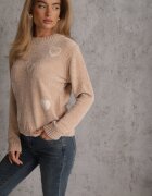 j&x Pulover cu bumbac și inimioare Veliko Bej