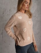 j&x Pulover cu bumbac și inimioare Veliko Bej