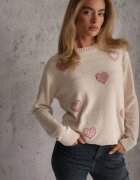 j&x Pulover cu bumbac și inimioare Veliko Bej deschis