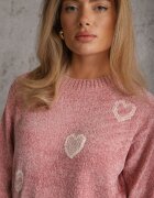 j&x Pulover cu bumbac și inimioare Veliko Roz