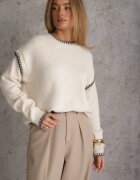 j&x Pulover cu bumbac și lână decorat cu cusături pe margini Lavail Bej