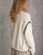 j&x Pulover cu bumbac și lână decorat cu cusături pe margini Lavail Bej