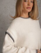 j&x Pulover cu bumbac și lână decorat cu cusături pe margini Lavail Bej