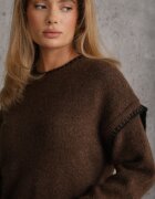 j&x Pulover cu bumbac și lână decorat cu cusături pe margini Lavail Maro