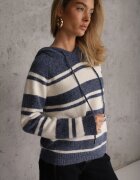 j&x Pulover cu glugă din tricot cu lână și bumbac Edelmi Albastru