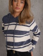 j&x Pulover cu glugă din tricot cu lână și bumbac Edelmi Albastru