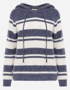 j&x Pulover cu glugă din tricot cu lână și bumbac Edelmi Albastru