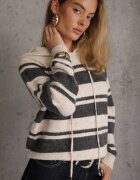 j&x Pulover cu glugă din tricot cu lână și bumbac Edelmi Bej