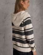 j&x Pulover cu glugă din tricot cu lână și bumbac Edelmi Bej