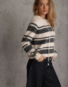 j&x Pulover cu glugă din tricot cu lână și bumbac Edelmi Bej