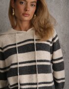 j&x Pulover cu glugă din tricot cu lână și bumbac Edelmi Bej