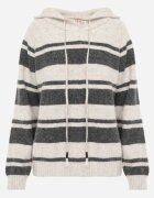 j&x Pulover cu glugă din tricot cu lână și bumbac Edelmi Bej