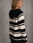 j&x Pulover cu glugă din tricot cu lână și bumbac Edelmi Negru