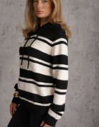 j&x Pulover cu glugă din tricot cu lână și bumbac Edelmi Negru