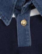 j&x Pulover cu guler de blugi în dungi orizontale cu lână Xandii Bleumarin