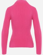 j&x Pulover cu guler înalt cu striații decorat cu decupaj la decolteu și capsă aurie Palgunia Fucsia