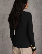 j&x Pulover cu guler înalt cu striații decorat cu decupaj la decolteu și capsă aurie Palgunia Negru