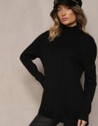j&x Pulover cu guler semi-înalt Negru din bumbac și buzunar în față Emittes