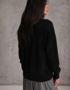 j&x Pulover cu lână bumbac și broderie cu flori Delfa Negru