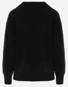 j&x Pulover cu lână bumbac și broderie cu flori Delfa Negru