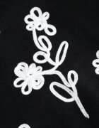 j&x Pulover cu lână bumbac și broderie cu flori Delfa Negru