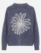 j&x Pulover cu lână bumbac și broderie florală Adetna Bleumarin