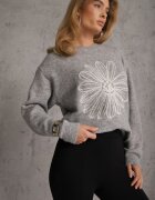 j&x Pulover cu lână bumbac și broderie florală Adetna Gri