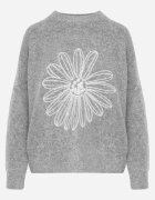 j&x Pulover cu lână bumbac și broderie florală Adetna Gri