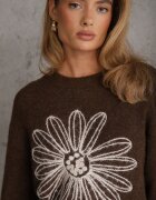 j&x Pulover cu lână bumbac și broderie florală Adetna Maro