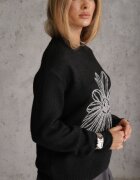 j&x Pulover cu lână bumbac și broderie florală Adetna Negru