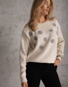 j&x Pulover cu lână bumbac și broderie florală Merisse Bej deschis